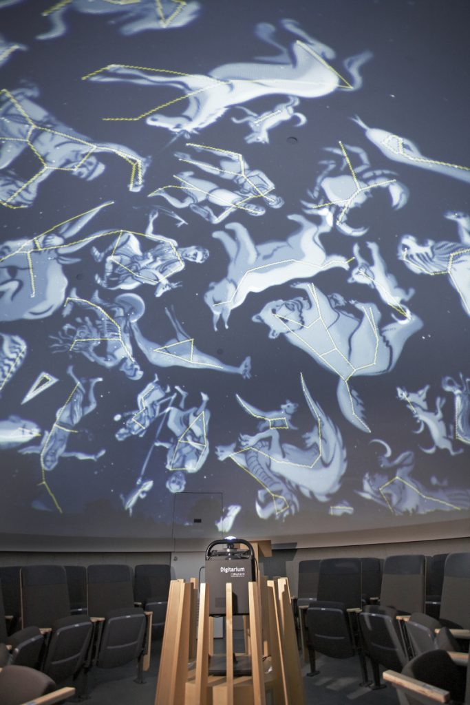 The planetarium showing animals associated with constellations